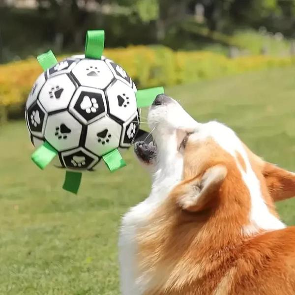 Imagem de Bola de Futebol Durável para Cães - Brinquedo Resistente para Mastigar