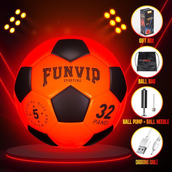 Imagem de Bola de futebol LED Funvip recarregável Glow in The Dark com bolsa