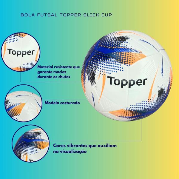 Imagem de Bola De Futsal Topper Slick Cup Quadra Oficial +bomba Ar