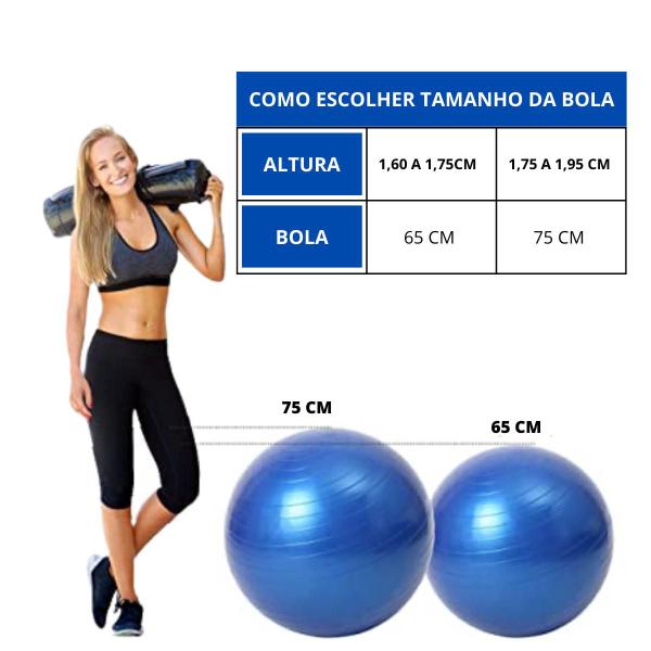 Imagem de Bola de ginástica azul yoga e pilates 75cm resistente