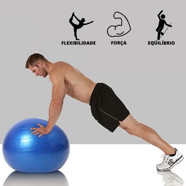 Imagem de Bola de ginástica azul yoga e pilates 75cm resistente