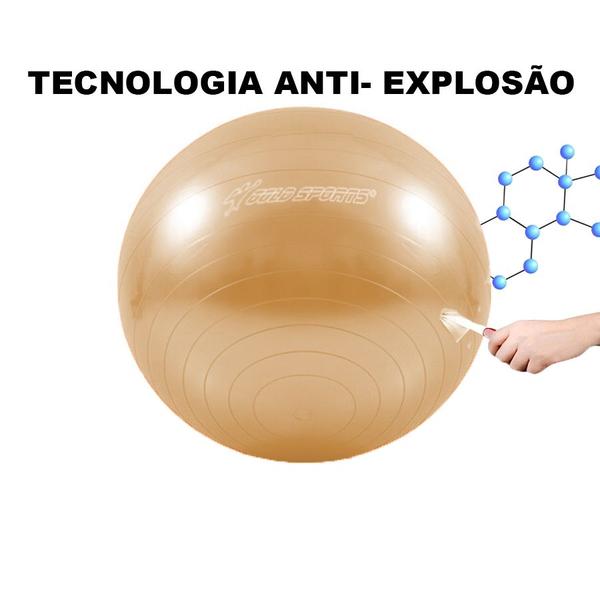 Imagem de Bola de Ginástica Gold Sports Pro 75cm Com Bomba de Encher Anti Explosão