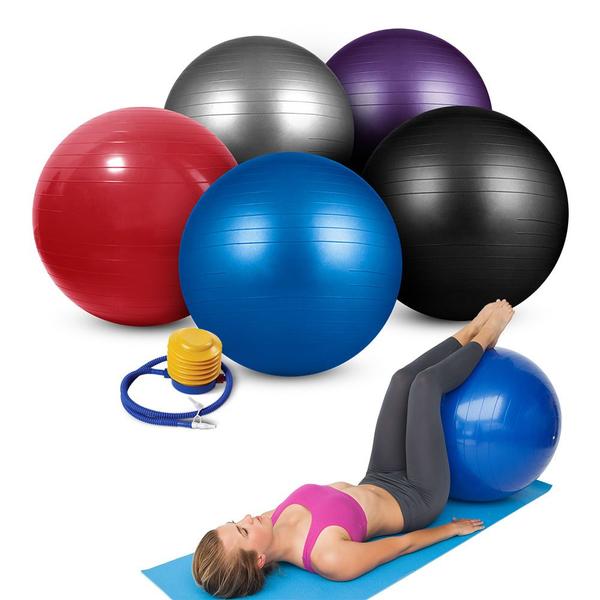 Imagem de Bola de Ginástica Gym Ball Inflável Com Bomba 55cm - Azul