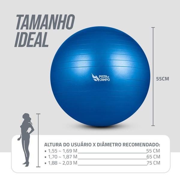 Imagem de Bola de Ginástica Gym Ball Inflável Com Bomba 55cm - Azul