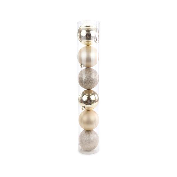 Bola de Natal em Tubo - Brilho/Fosco/Glitter Nude - 4cm - 6 unidades - Cromus - Rizzo Bola de Natal em Tubo - Brilho/Fosco/Glitter Nude - 4cm - 6 unidades - Cromus - Rizzo