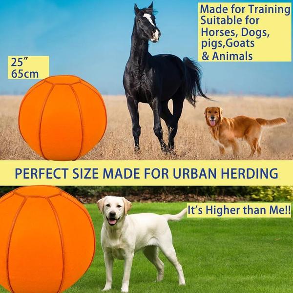 Imagem de Bola de pastoreio para cães, bola de cavalo de 25"  Bola alegre para cavalos, bolas grandes para cães  Bola para cães Australian Shepherds Horse Toys, bolas de cavalo para brincar Hearding Ball (laranja, 25 polegadas)