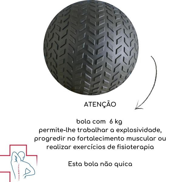 Imagem de Bola De Peso Medicine Ball Treino Musculação 6 KG Fisio +nf