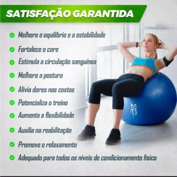 Imagem de Bola de Pilates 45cm  Com Bomba  Antiestouro  Suporta até 150kg  Ginástica  Yoga Fitness