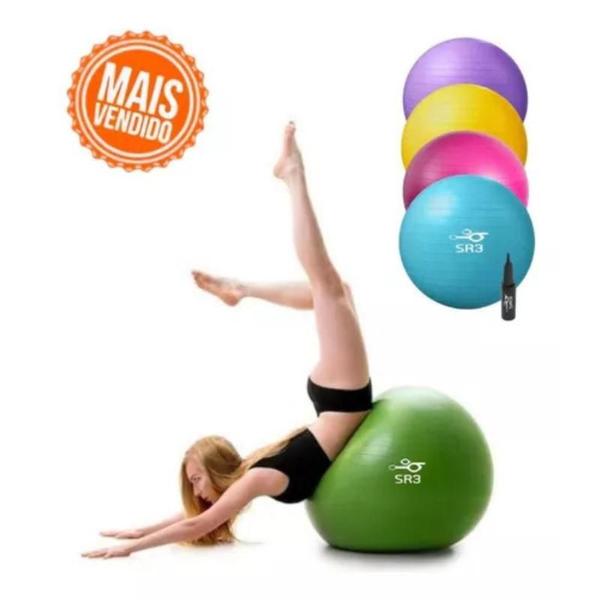 Imagem de Bola de Pilates 85cm  Com Bomba  Antiestouro  Suporta até 300kg  Ginástica  Yoga Fitness