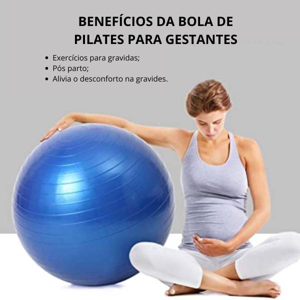 Imagem de Bola de pilates azul com 65cm + bomba de ar manual de inflar