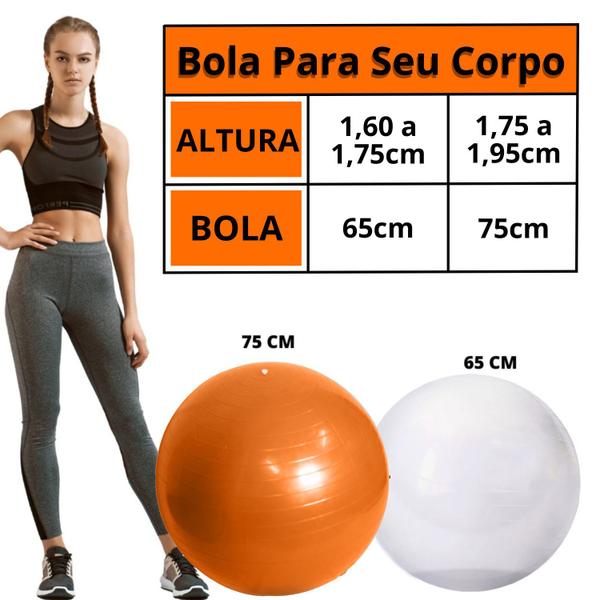 Imagem de Bola de Pilates Ginástica Suíça 65cm Yoga Abdominal Fisioterapia até 200kg