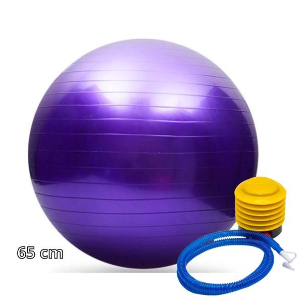 Imagem de Bola de pilates roxa + bomba de ar manual de inflar