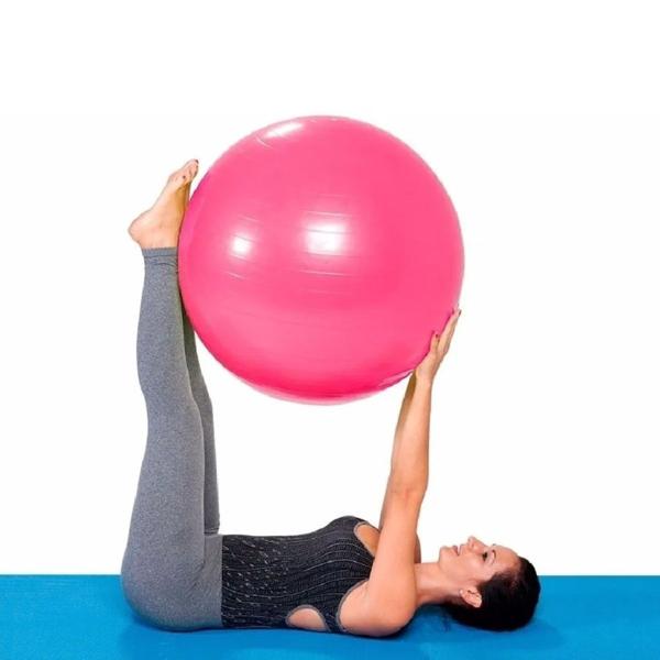 Imagem de Bola De Pilates Suíça 55 Cm Fisioterapia Yoga Academia Rosa