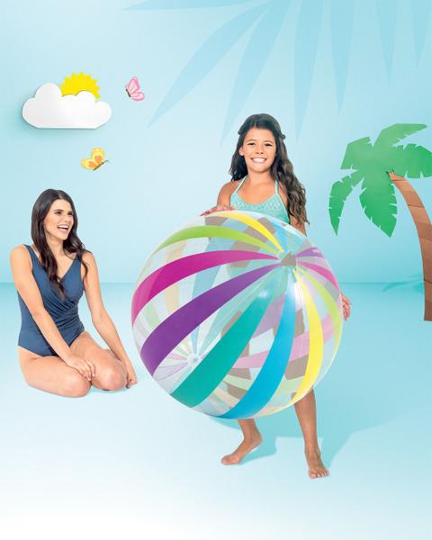 Bola de Praia Transparente Listras Jumbo Intex 1,07m Imagem de Bola de Praia Transparente Listras Jumbo Intex 1,07m