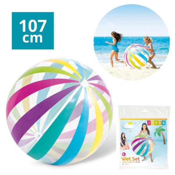 Bola de Praia Transparente Listras Jumbo Intex 1,07m Imagem de Bola de Praia Transparente Listras Jumbo Intex 1,07m