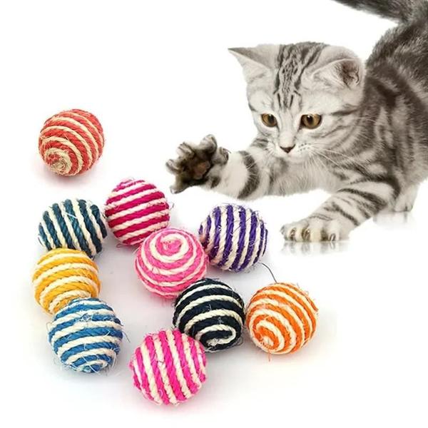 Imagem de Bola de Sisal para Gatos - Brinquedo Divertido para Caminhar