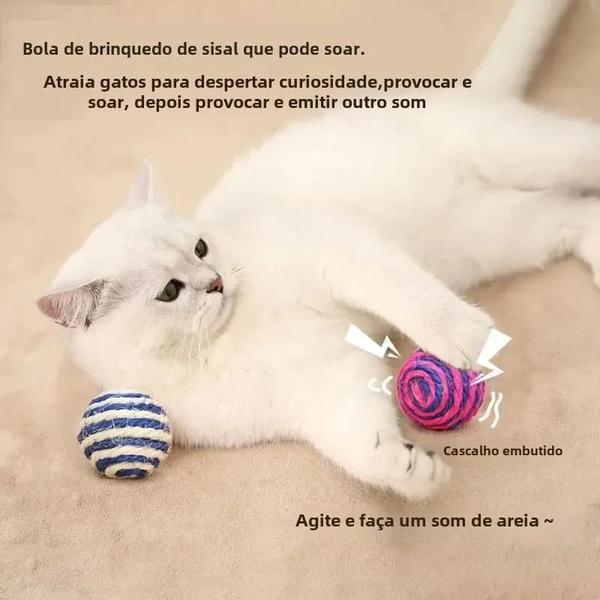 Imagem de Bola de Sisal para Gatos - Brinquedo Divertido para Caminhar