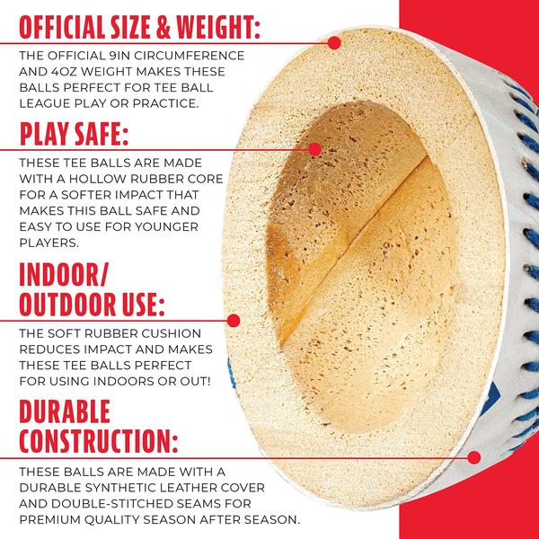 Imagem de Bola de Tee Franklin Sports MLB Soft Strike Metálica - Pacote com 12