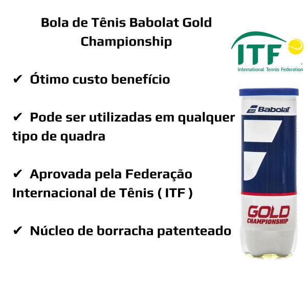 Imagem de Bola De Tênis Babolat Gold Championship Tubo 3 Bolinhas Amarelo Itf