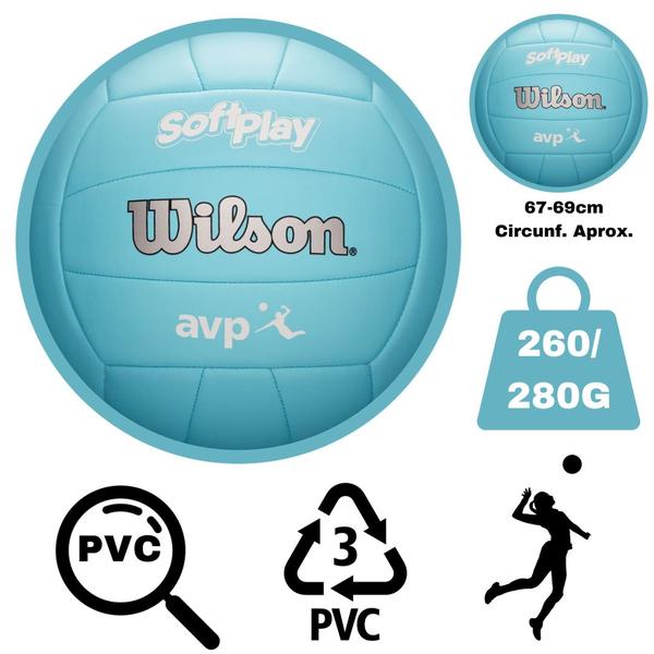 Imagem de Bola de Volei Wilson AVP Soft Play PVC Azul