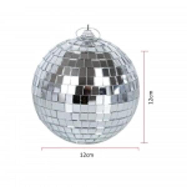 Imagem de Bola Espelho Globo Vidro Refletor Rotativo 12cm Para Festa Discoteca Natal REF12CM