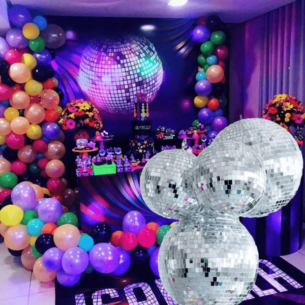 Imagem de Bola Espelho Globo Vidro Refletor Rotativo 12cm Para Festa Discoteca Natal REF12CM