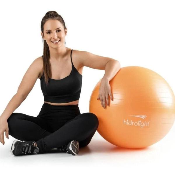 Imagem de Bola Exercício Pilates e Fisioterapia Hidroligh 55cm Laranja