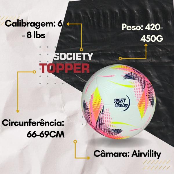 Imagem de Bola Futebol Society Topper Sintético Profissional +bomba Ar