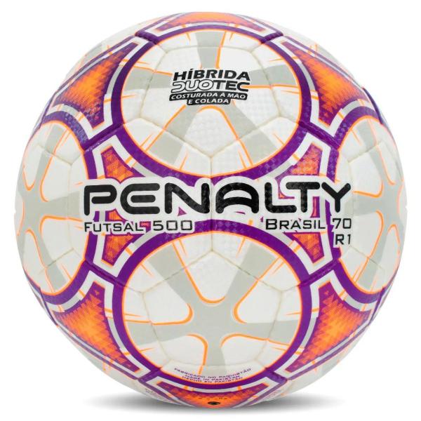 Imagem de Bola Futsal Penalty Brasil 70 R1 XXIII Cor: Branco E Roxo