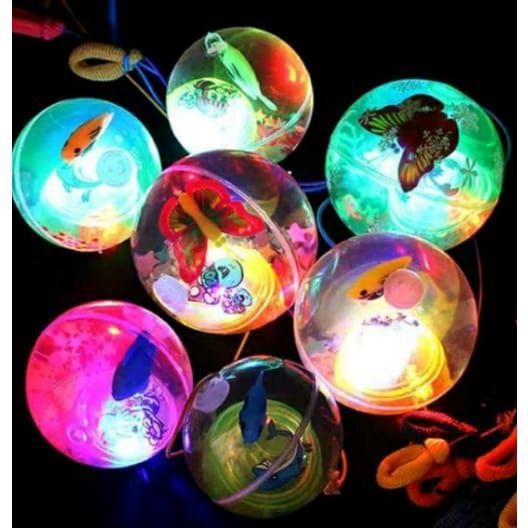 Imagem de Bola Gel Luzes Led Pisca-Pisca Peixe/Dinossauro/Animais Marinhos Luminoso Bola Pula Pula Brinquedo Criança