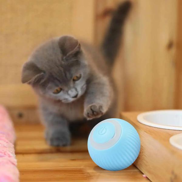 Imagem de Bola Giratoria Gato Felino Pet Animal de Estimaçao Bolinha USB Bateria Recarregavel Brinquedo Luz Relaxante