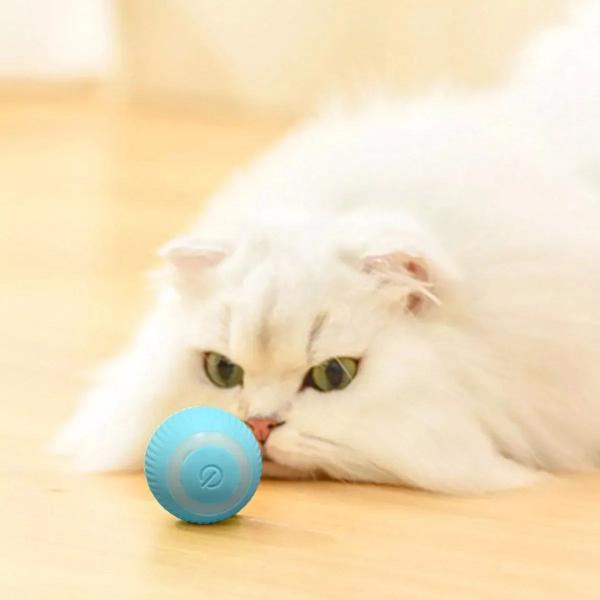 Imagem de Bola Giratoria Inteligente Gato Pet Animal de Estimaçao Bolinha Brinquedo Usb Bateria Recarrevagel Petshop Interativo Relaxante Lazer