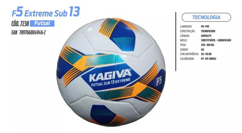 Imagem de Bola Kagiva Extreme F5 Quadra Futsal Sub 13 Infantil