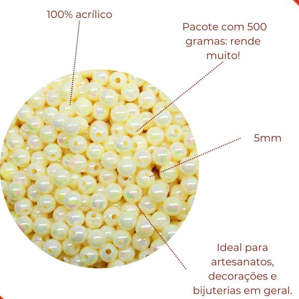 Imagem de Bola Leitosa Irisada 05mm Em Acrilico Com 500Gr