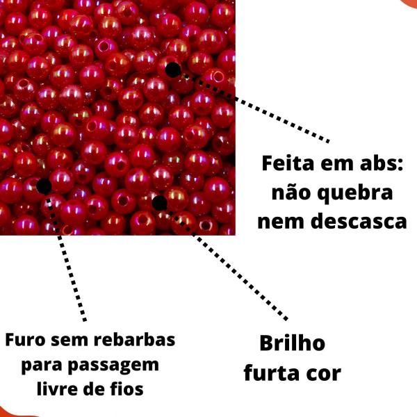 Imagem de Bola Leitosa Irisada Passante 06mm Em Acrilico Com 500Gr