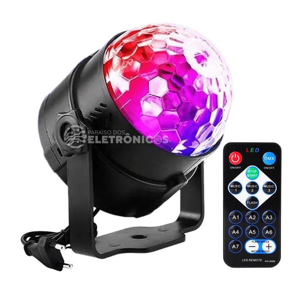 Imagem de Bola Maluca Mini Globo Jogo De Luz Led Rgb Festa Possui Controle WS3316