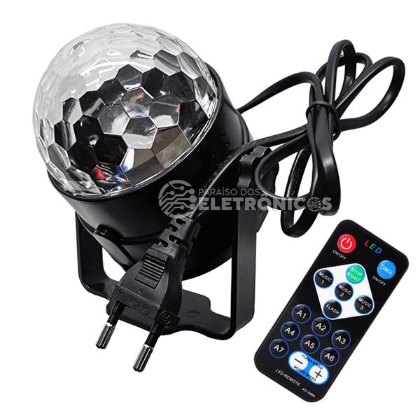 Imagem de Bola Maluca Mini Globo Jogo De Luz Led Rgb Festa Possui Controle WS3316