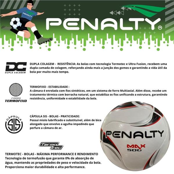 Imagem de Bola Penalty de Futebol Futsal Max 500 Term XXII Colada Resistente Bola Para Quadra