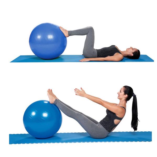 Bola Pilates Academia Alongamento Boa Postura e Bomba De Ar Azul - Bazar Bom Imagem de Bola Pilates Academia Alongamento Boa Postura e Bomba De Ar Azul