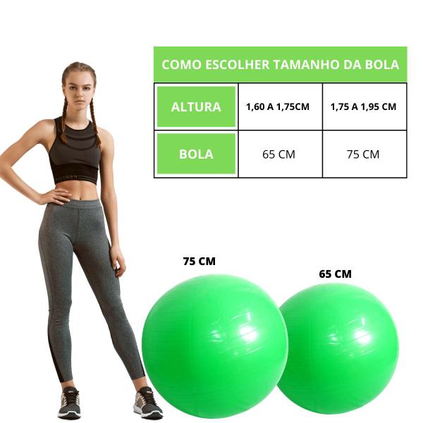 Bola Pilates Verde Para Yoga E Alongamentos 75 Cm Ginástica Fisioterapia sem Bomba - DASSHAUS Imagem de Bola Pilates Verde Para Yoga E Alongamentos 75 Cm Ginástica Fisioterapia sem Bomba