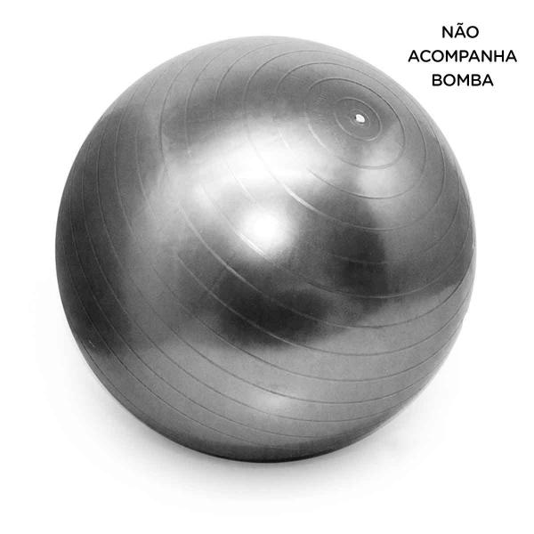 Imagem de Bola Pilates Yoga Fitness 75 cm S/ Bomba Abdominal Ginastica CINZA