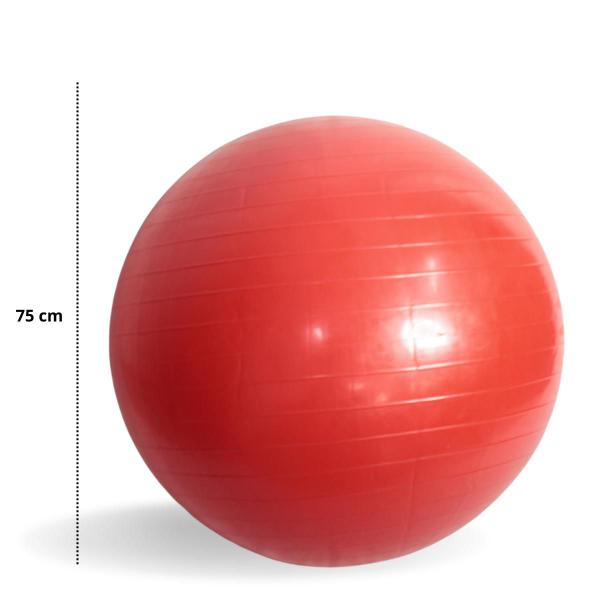 Imagem de Bola Pilates Yoga Ginástica Fisioterapia Suíça Vermelho 75cm