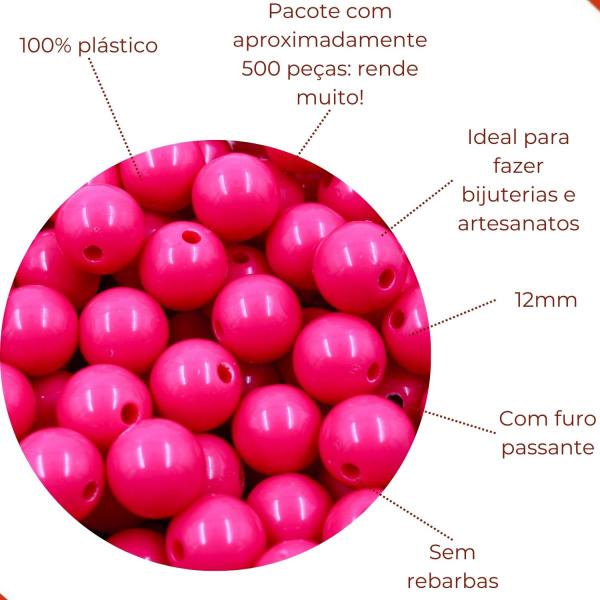 Imagem de Bola Plastica Leitosa Passante 12mm Com 500Gr