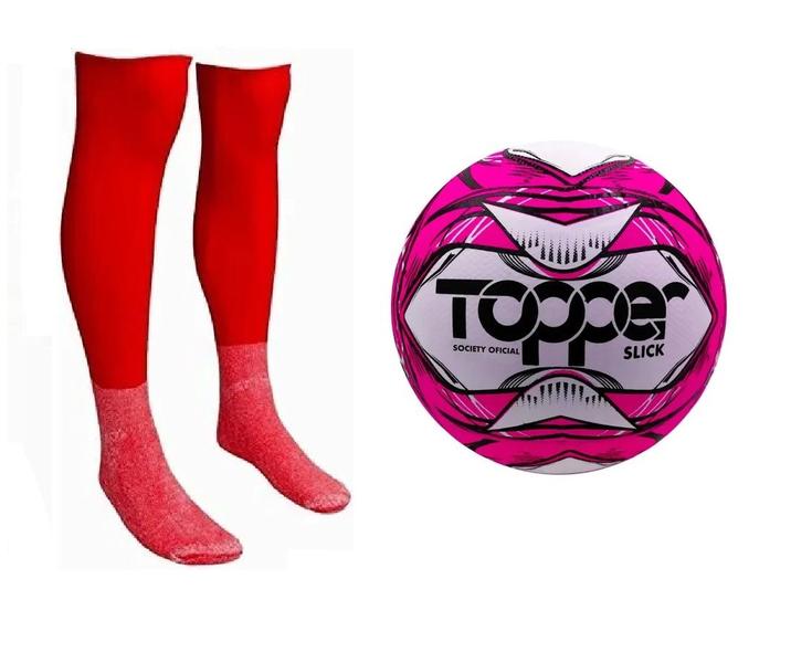 Imagem de Bola Society Topper Slick Ii Rs + Meião Esportivo Vm - Tam 38-42