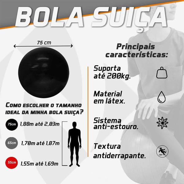 Bola Suiça Pilates Yoga Abdominal Fitness 75cm UP-99817 - NEHC Imagem de Bola Suiça Pilates Yoga Abdominal Fitness 75cm UP-99817