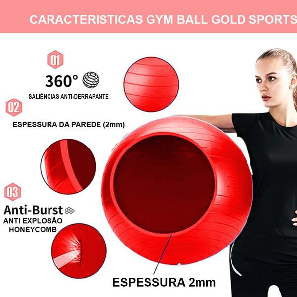 Imagem de Bola Suiça Pilates Yoga Advance 55cm Com Bomba de Encher Gold Sports