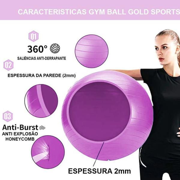 Imagem de Bola Suiça Pilates Yoga Advance 75cm Com Bomba de Encher Gold Sports