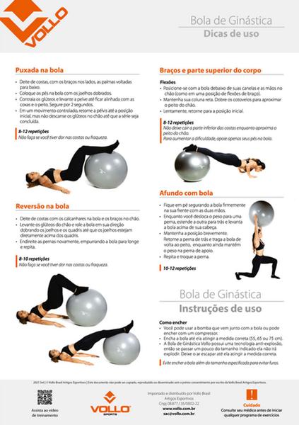 Bola Suíça Pilates Yoga Gym Ball - Com Bomba 55cm - Vollo Imagem de Bola Suíça Pilates Yoga Gym Ball - Com Bomba 55cm - Vollo