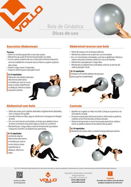 Bola Suíça Pilates Yoga Gym Ball - Com Bomba 55cm - Vollo Imagem de Bola Suíça Pilates Yoga Gym Ball - Com Bomba 55cm - Vollo