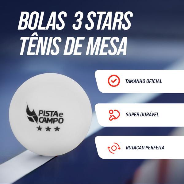 Imagem de Bola tênis de mesa ping pong 3 estrelas Pista e Campo - 6un